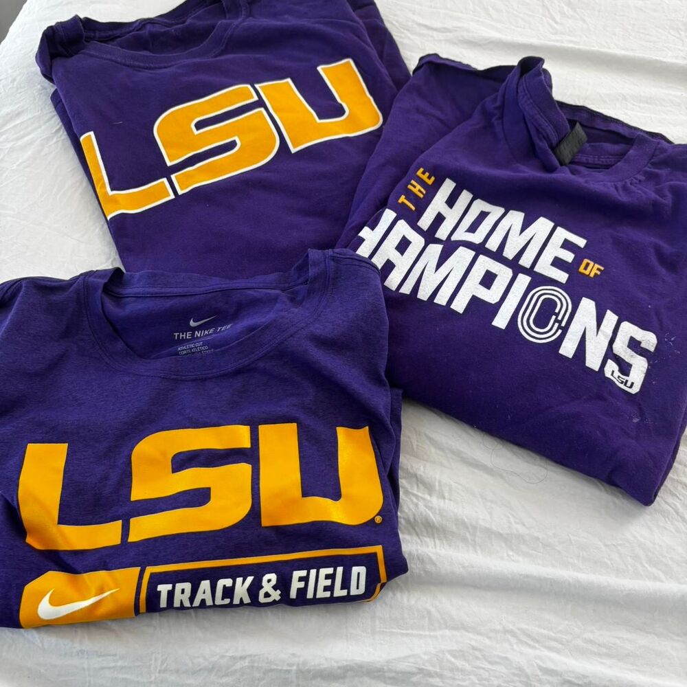 BUNDLE of 3 LSU Lousiana State University Track Men's Purple Sz XLarge T Shirts